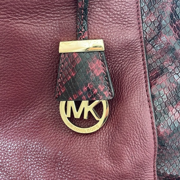 MICHAEL KORS Riley satchel maroon snakeskin leather - Picture 6 of 10